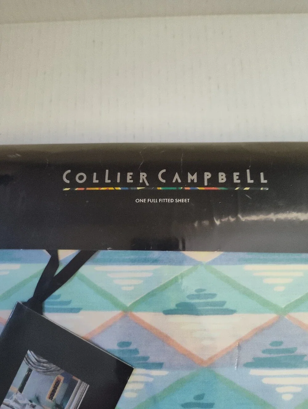 Vtg New 1991 Collier Campbell Lapis Lagoon Full Fitted Sheet Southwestern